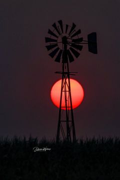 DW Kansas Windmill Sunset